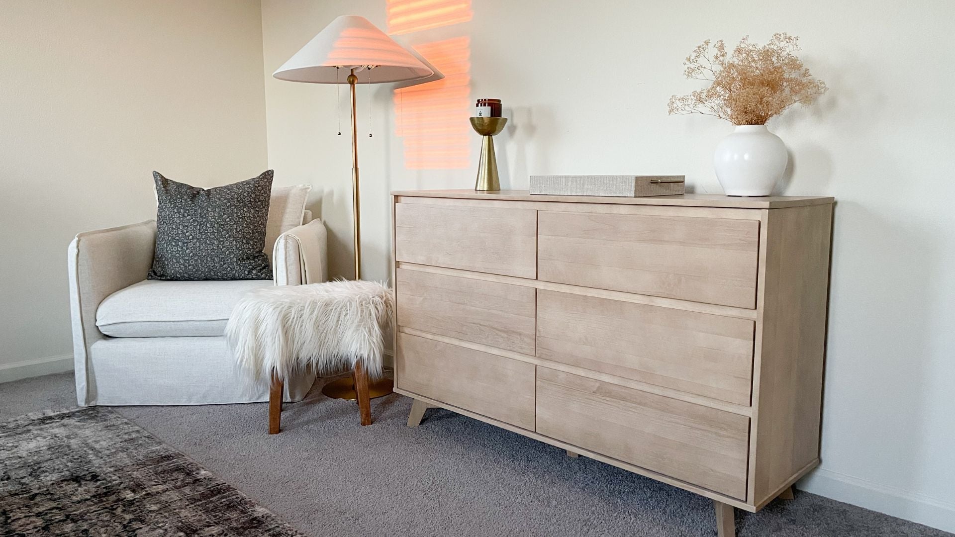 6 drawer solid wood dresser in blonde