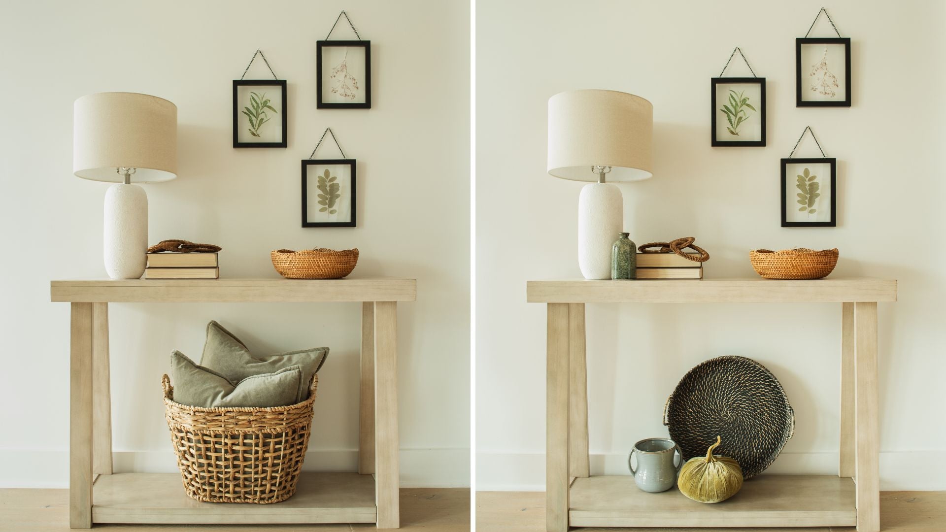 wooden console table with shelf