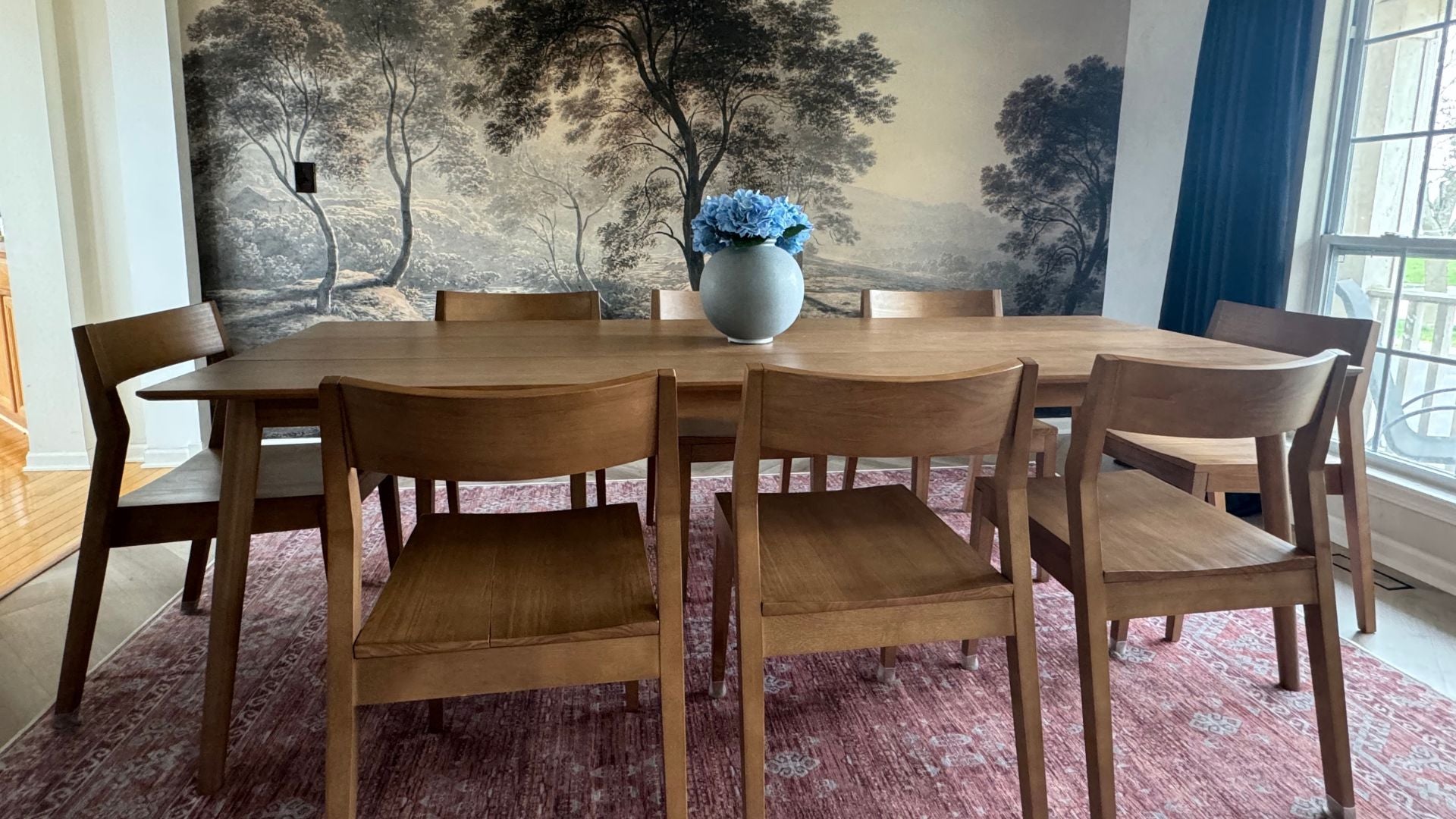 mcm dining table and solid wood dining chairs