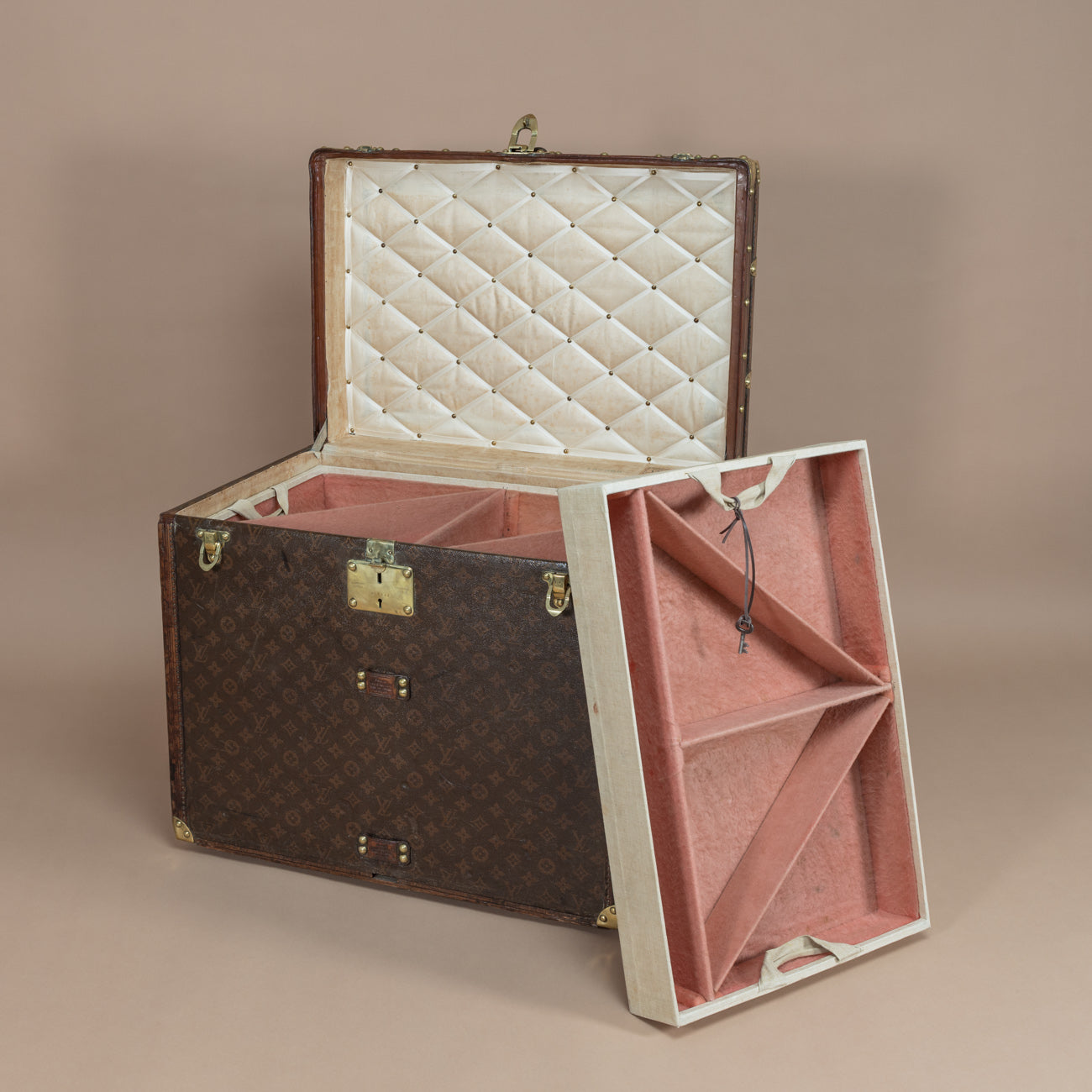 Early Damier Steel Polished Bound Louis Vuitton Trunk - Leather