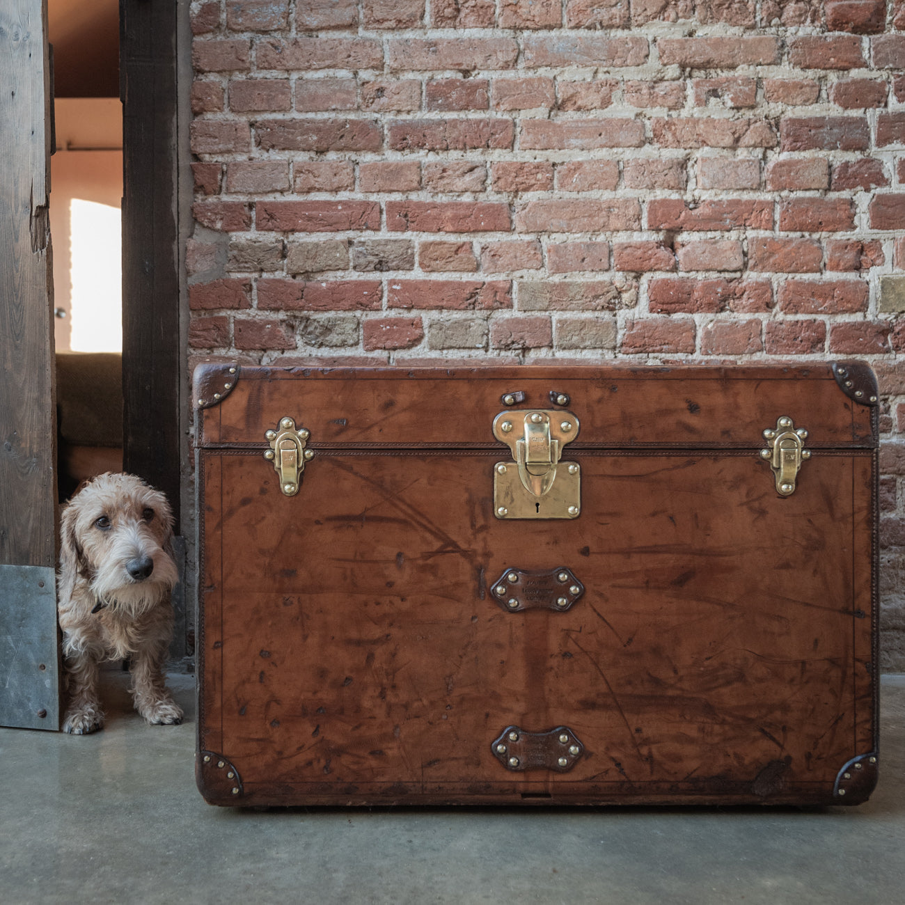 Early Damier Steel Polished Bound Louis Vuitton Trunk - Leather