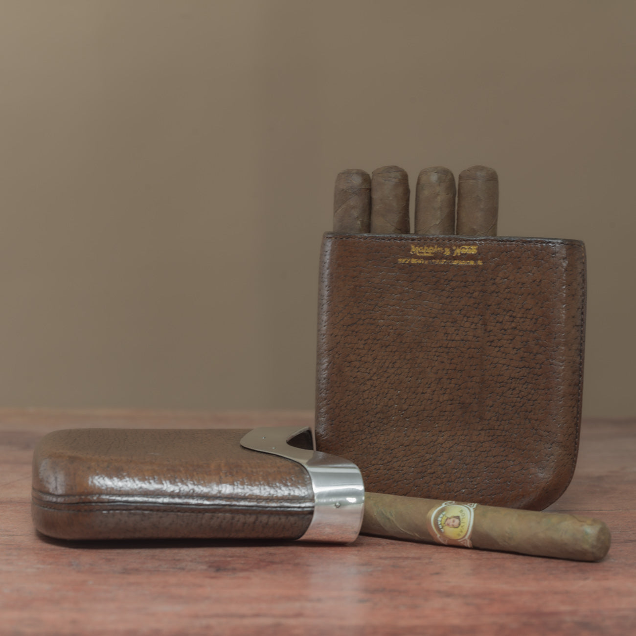 Cain Croco Cigar Travel Case (Brown)