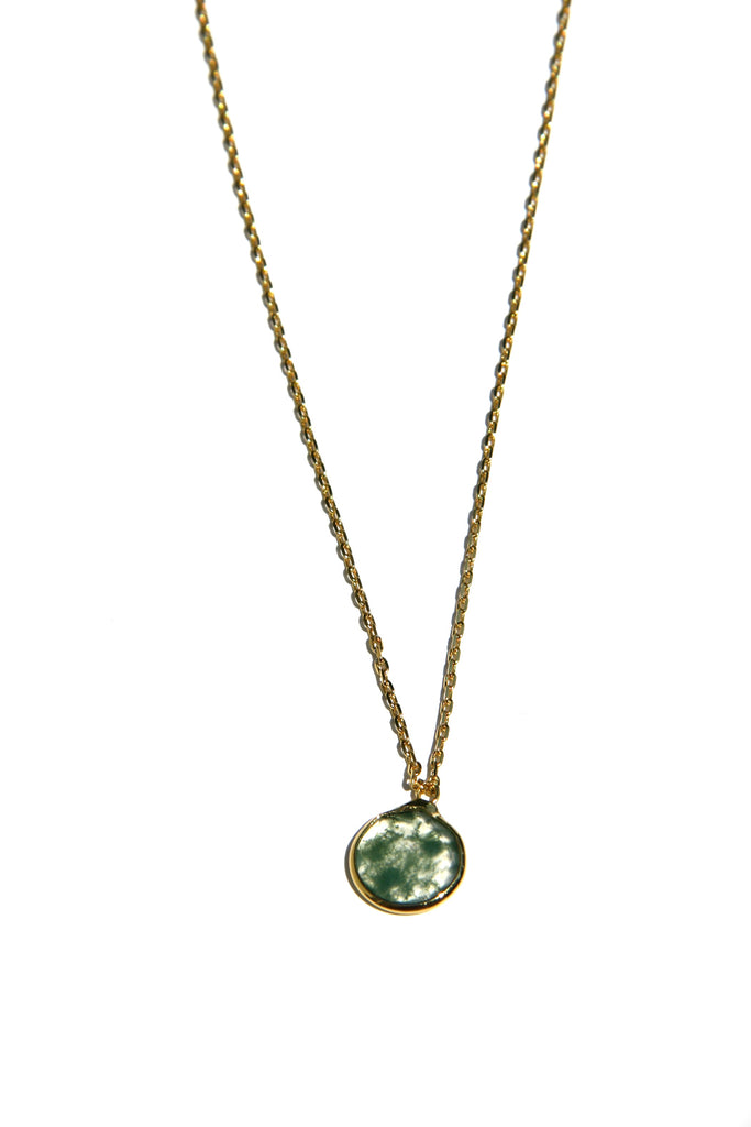 Moss Agate Disc Necklace, $26 | Gold 