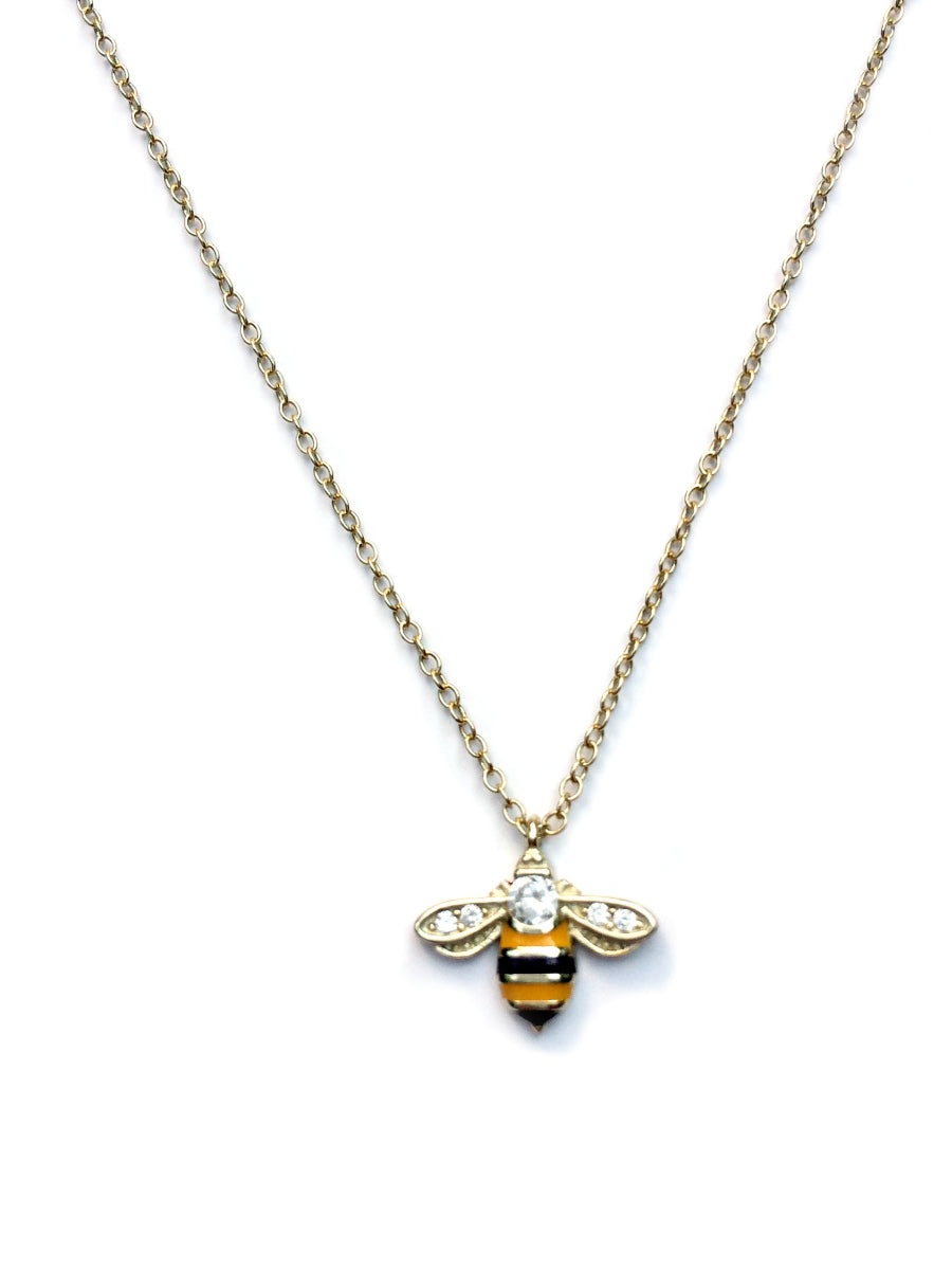 Enamel & CZ Bee Necklace | Sterling Silver Gold Vermeil | Light Years