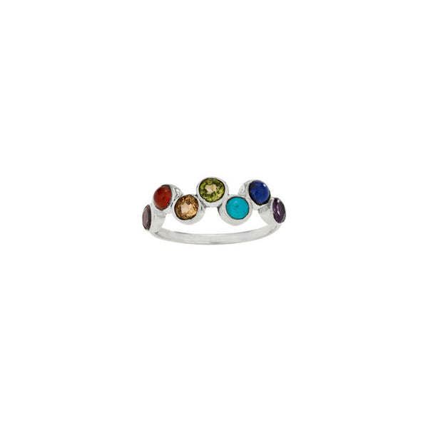 Rainbow Chakra Gemstone Ring | Size 6 7 8 9 Sterling Silver | Light Years