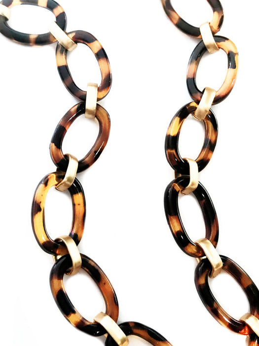 Tortoiseshell Gold Link Chain Statement Necklace | Light Years Jewelry
