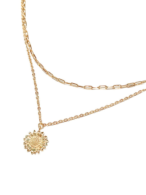 Layered Chain & Sunflower Necklace | Gold Fashion Chain | Light Years