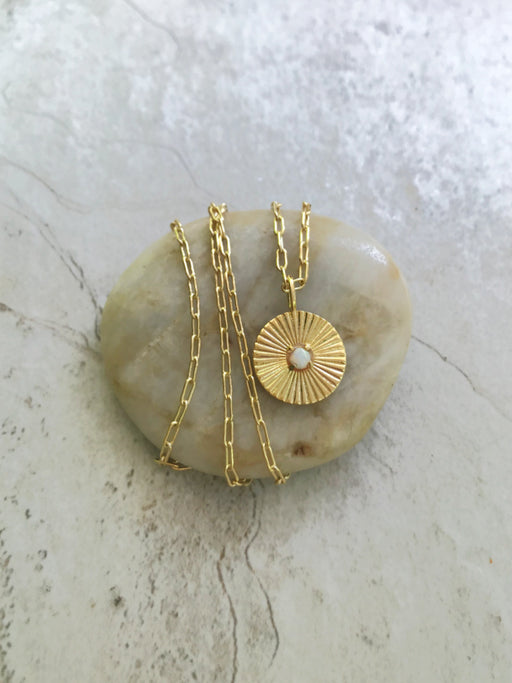 Sunburst Necklace, Opal Necklace, Sun Necklace, Celestial Jewelry