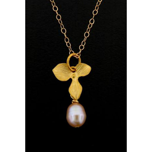 DAXI Gold Coin Pendant Lock Pearl Necklace Chain For Women