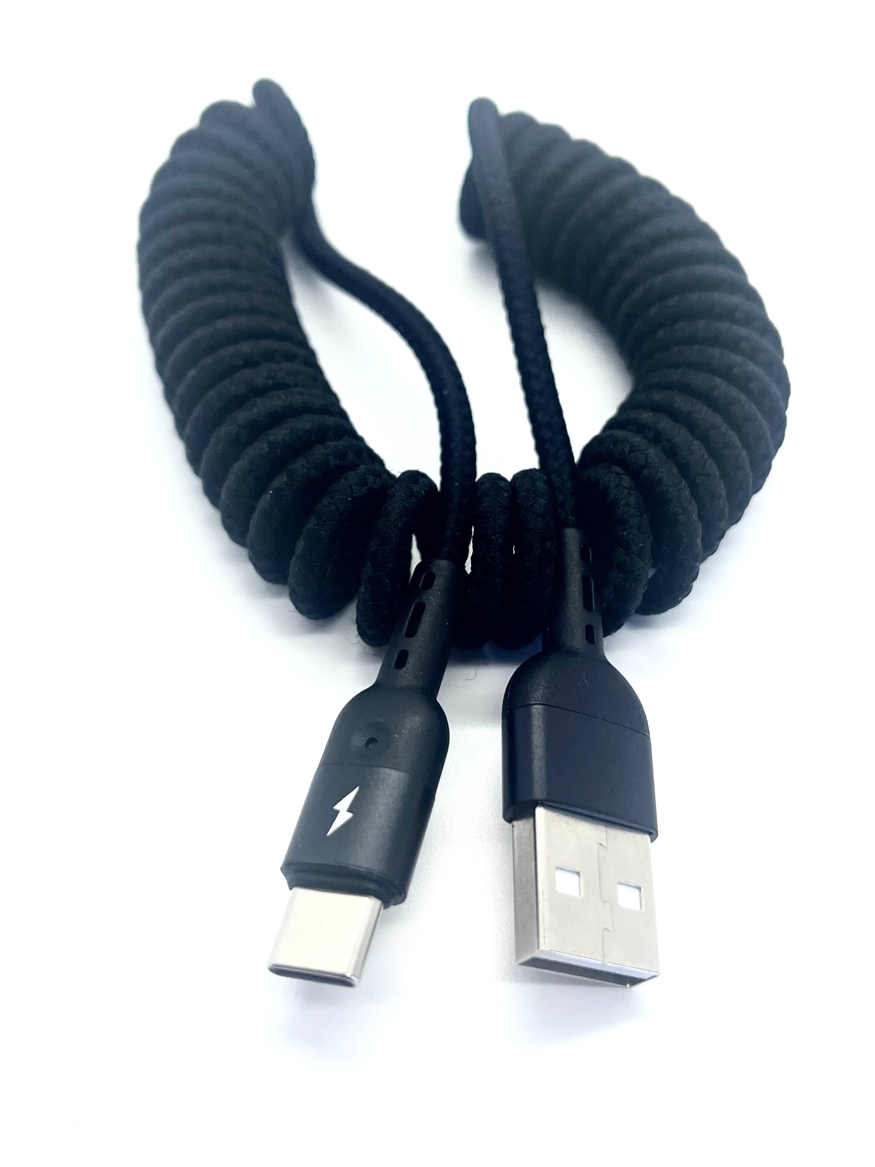 Coiled USB-A to USB-C Indicator Cable - Bikepacking Certified