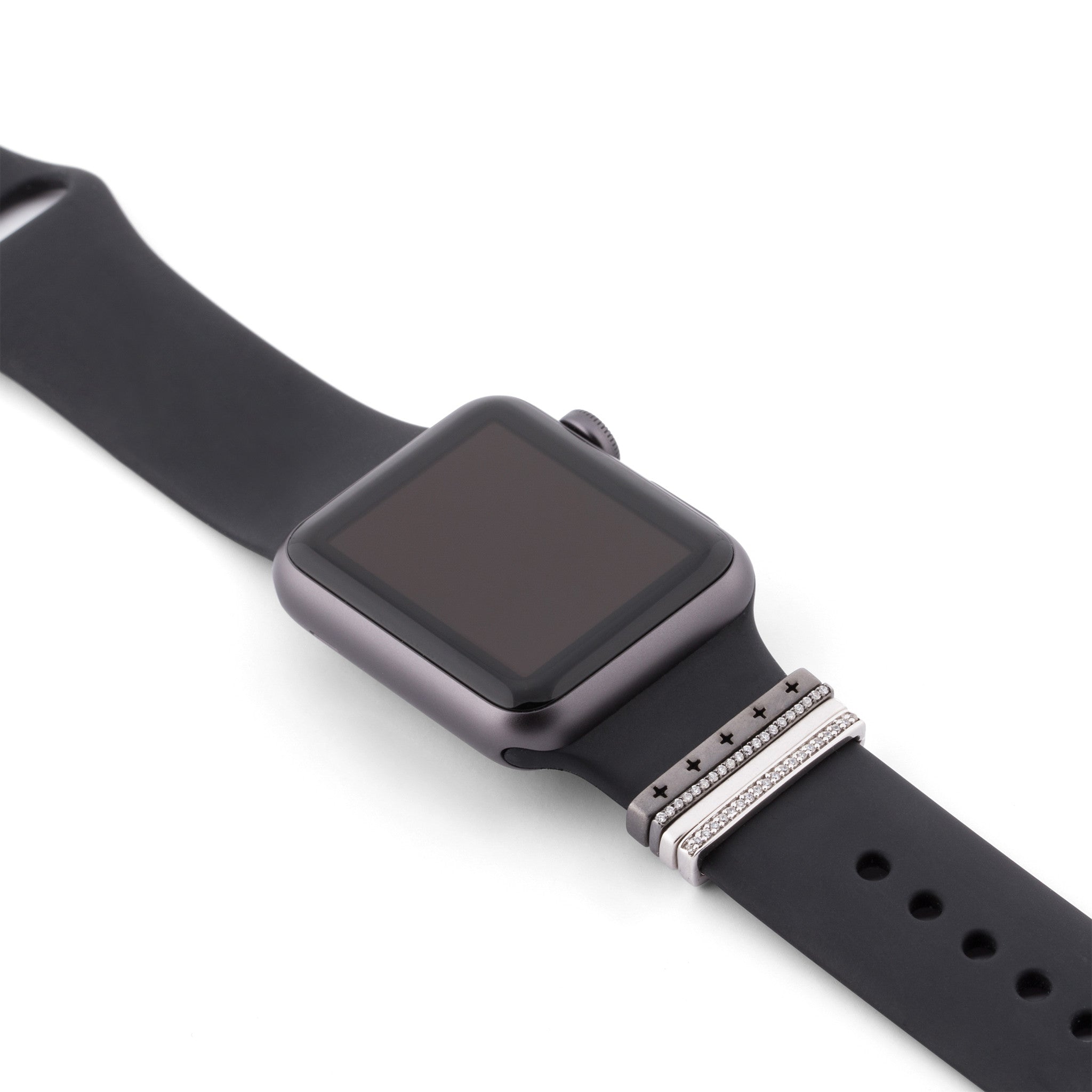 black rhodium glam stack™ • Apple Watch & Fitbit band accessory - bytten jewelry product image