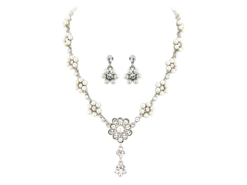 Genevieve Crystal And Pearl Necklace Set Happy Wedding Day