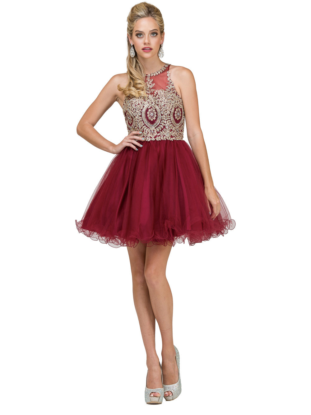 burgundy dama dresses