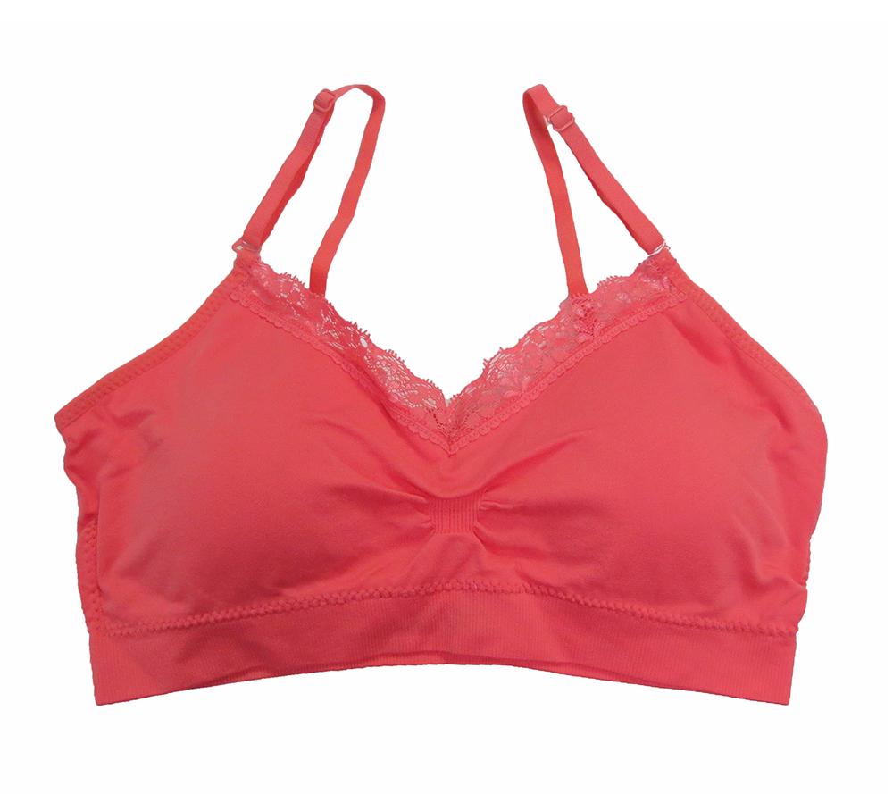 Coobie Seamless Lace Back Scoopneck Bra (One Size, Peach) at  Women's  Clothing store