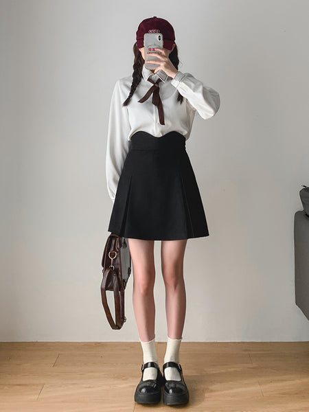 Black half-body skirt female spring and autumn large size 2021 new a word short skirt high waist thin drape in the long paragraph package hip skirt