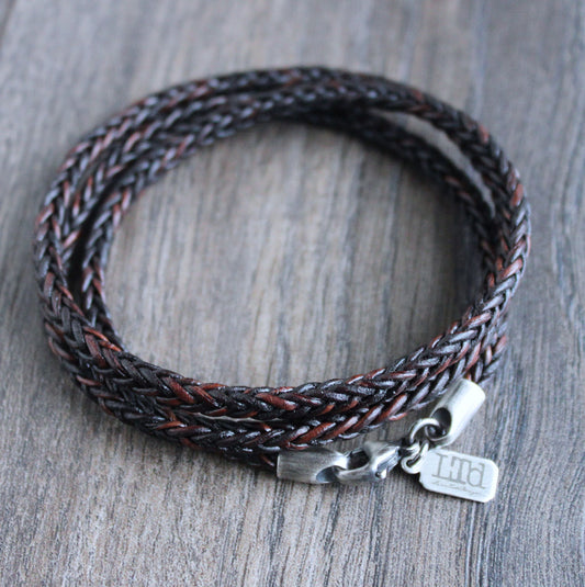 Brown Round Braid Leather Necklace