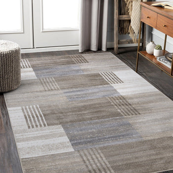 beige check rug