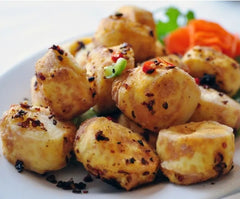 Deep-Fried Egg-tofu with chilies and garlis