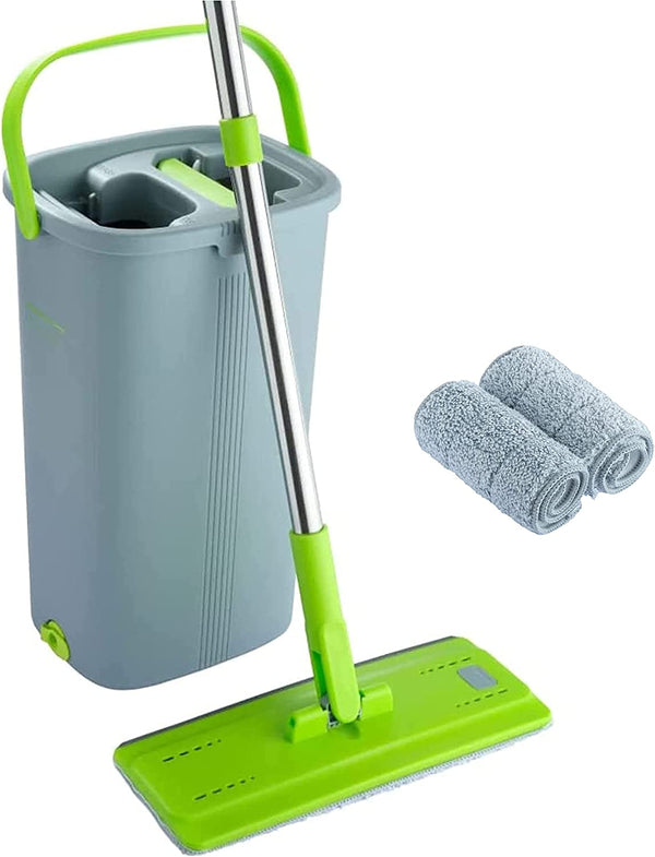 Bettaclean Flat Mop & Bucket System with Broom - Microfiber Mop for Floor Cleaning with Collapsible Mop Bucket – Floor Mop & Bucket Set – Best Mop