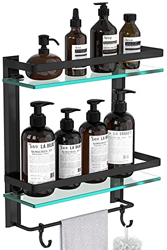 Vdomus 9.8 x 9.8 Tempered Glass Corner Bathroom Shelf with Stainless  Steel Wall Mount - Transparent