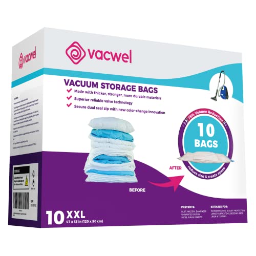 Jumbo XXL Vacuum Storage Bags, 47 x 35 for Clothes, Comforters 3x
