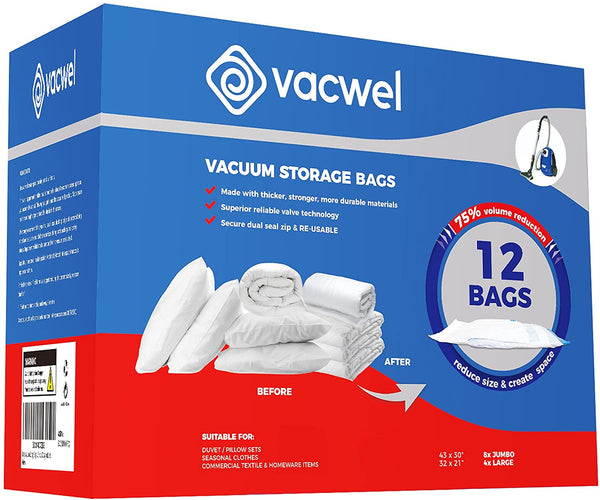 Vacwel XXL Jumbo Size Vacuum Storage Bags for Pillows, Cushions & Comf