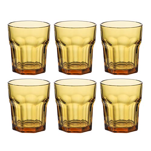 Whole Housewares 8 Oz Embossed Amber Glassware Vintage-pressed Pattern Set  Of 6, Amber : Target