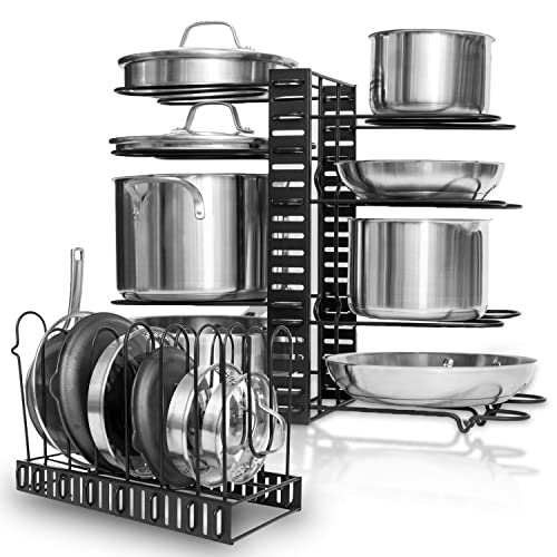 Vdomus Silver Pot Rack Organizer w/ 3 DIY Methods, 8+ Pot & Pan