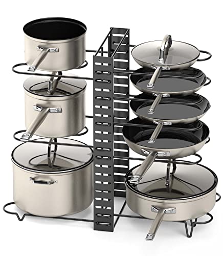Pots And Pans Organizer For Cabinet, Upgraded Pots And Pans