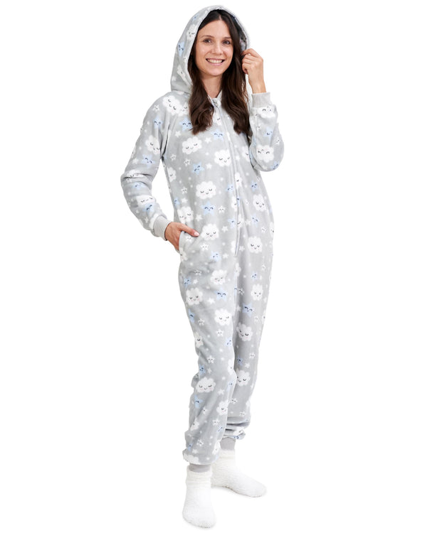 Adult Onesie Pajamas for Women, Teddy Fleece Womens Onesie Pajamas