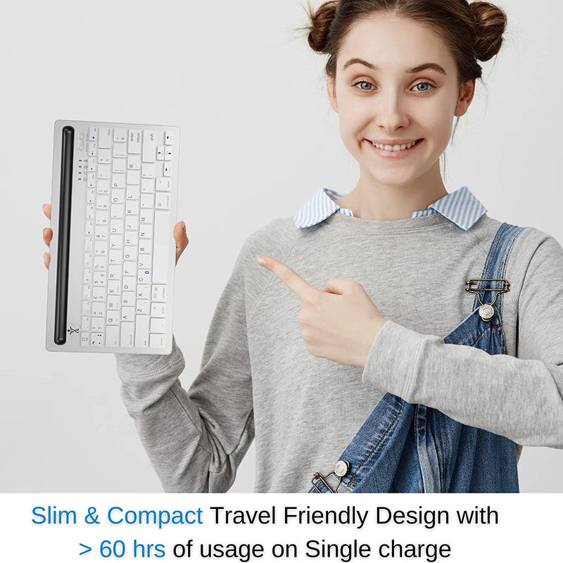 Wireless Bluetooth Multi Device Phone & Tablet Keyboard White
