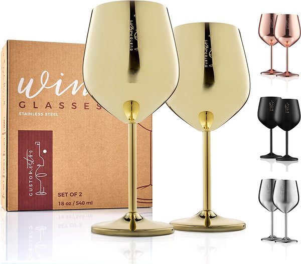 Stainless Steel Unbreakable Wine Glasses - 18 Ounce Set of 4 Wineglasses.  Premium-Grade 18/8 Stainle…See more Stainless Steel Unbreakable Wine  Glasses