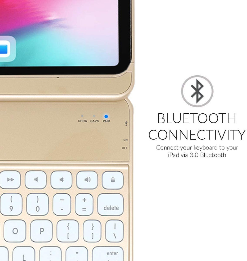 Snugg iPad Pro 12.9 2018 Keyboard Backlit Wireless Bluetooth Keyboard Case Rotatable Red