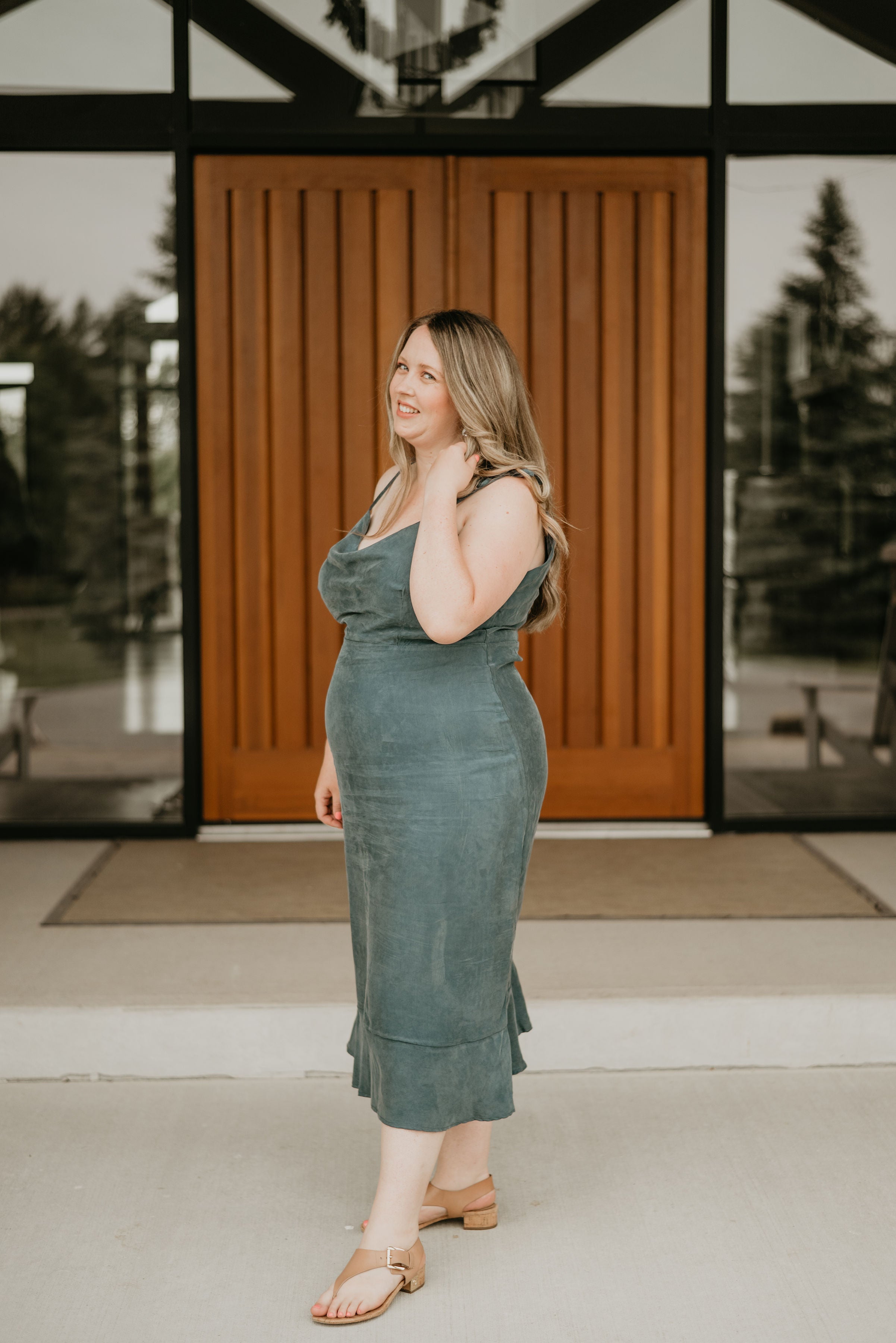 blue slip dress - all inclusive vacation outfit ideas