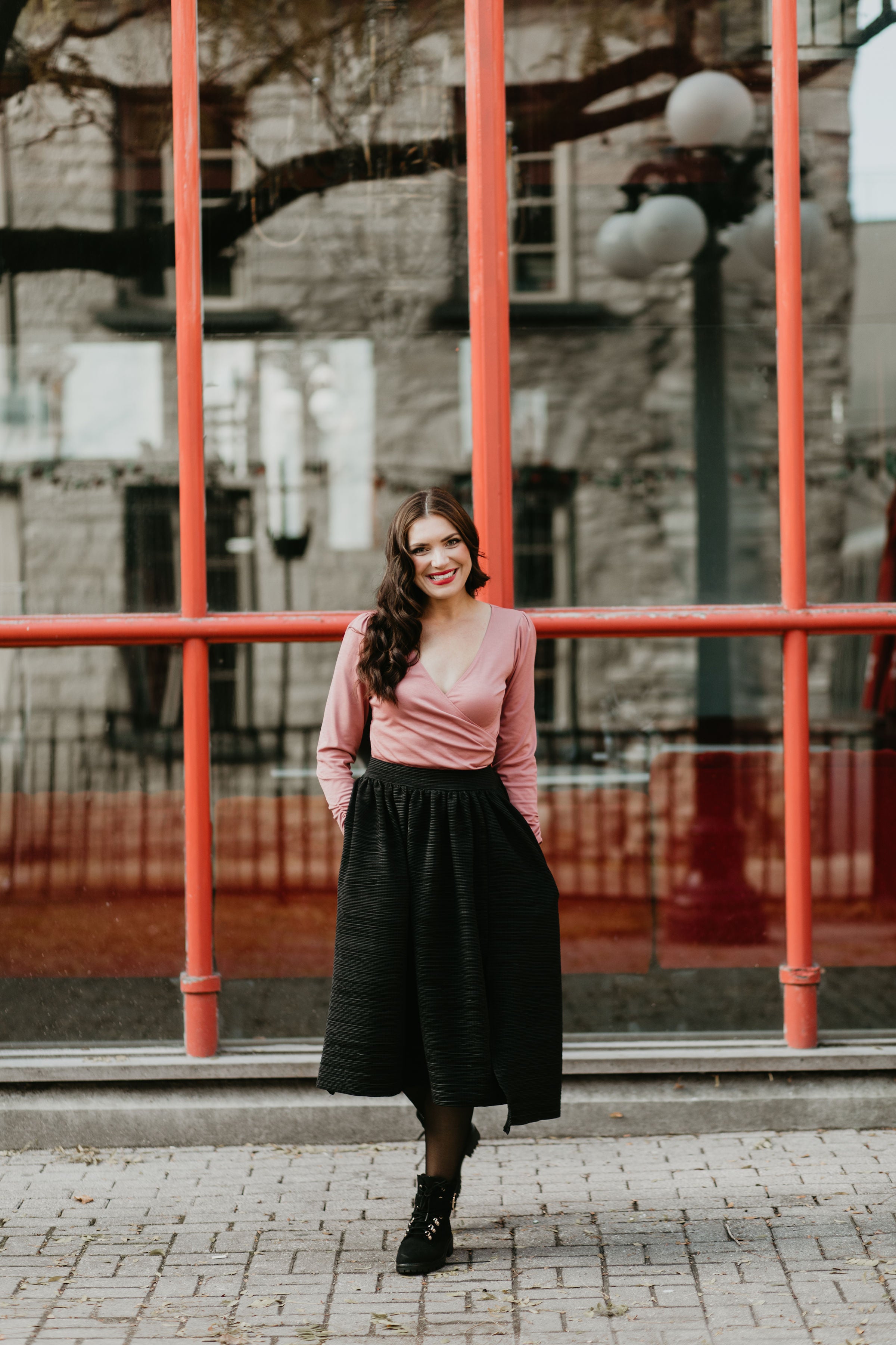 add red lipstick to an everyday outfit