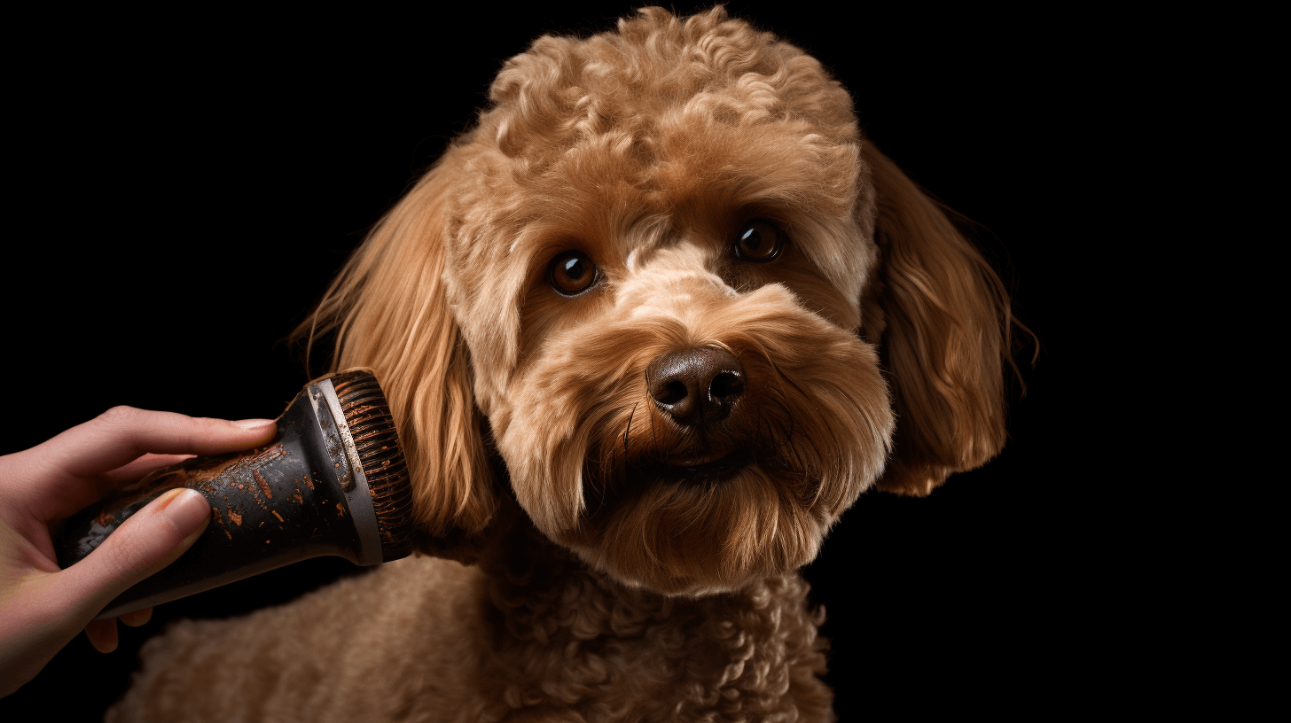 Brushing labradoodle