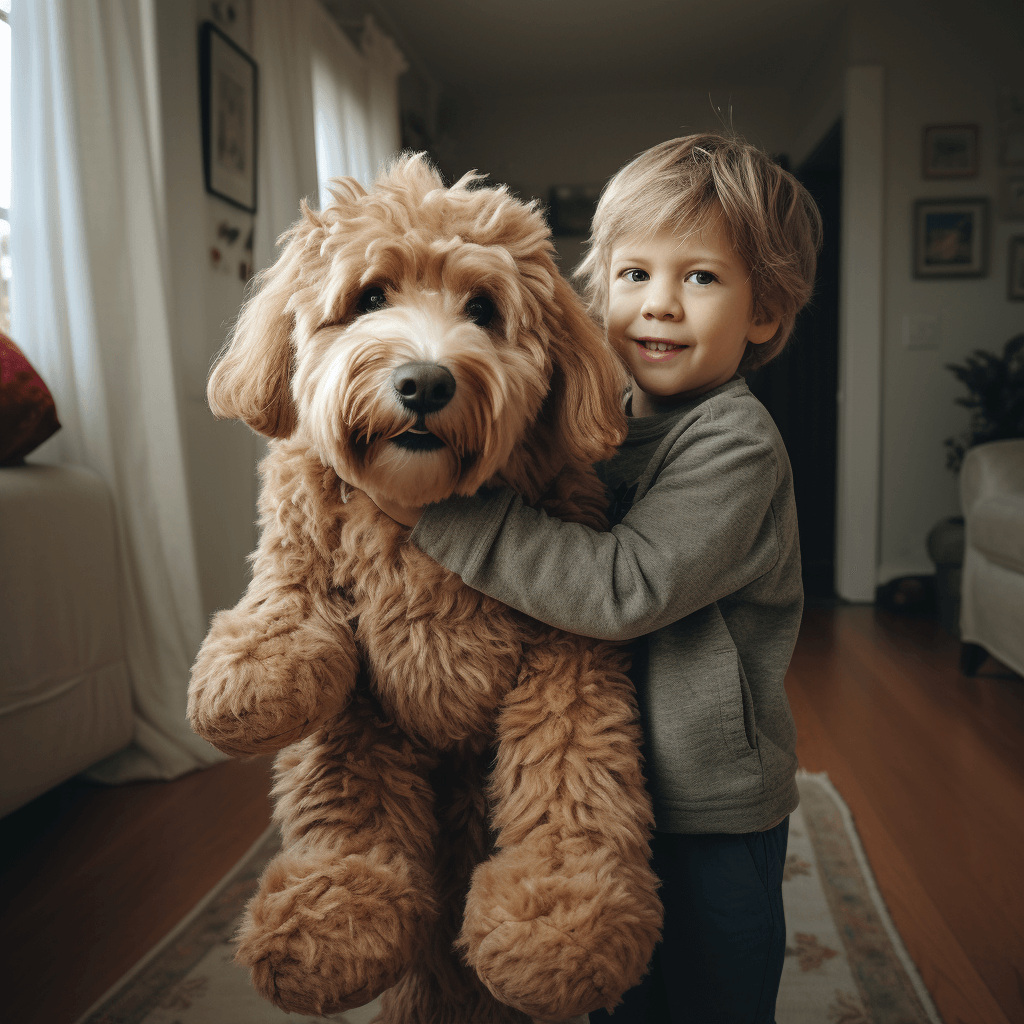 Labradoodle Stuffed Animal children holding hand