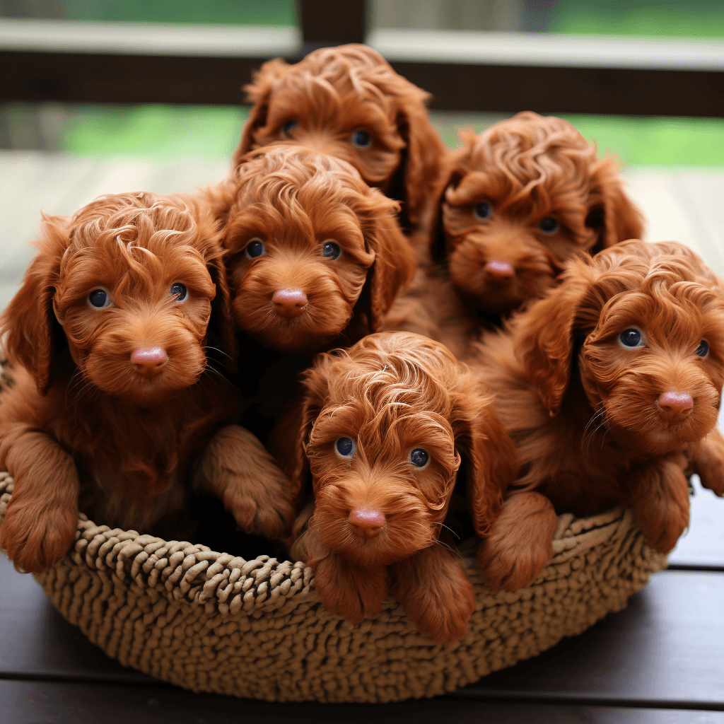 red labradoodle puppies that look like a fried chicken