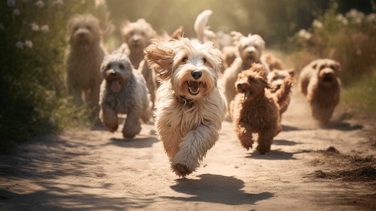 Medium Size Labradoodles with long and shaggy hair