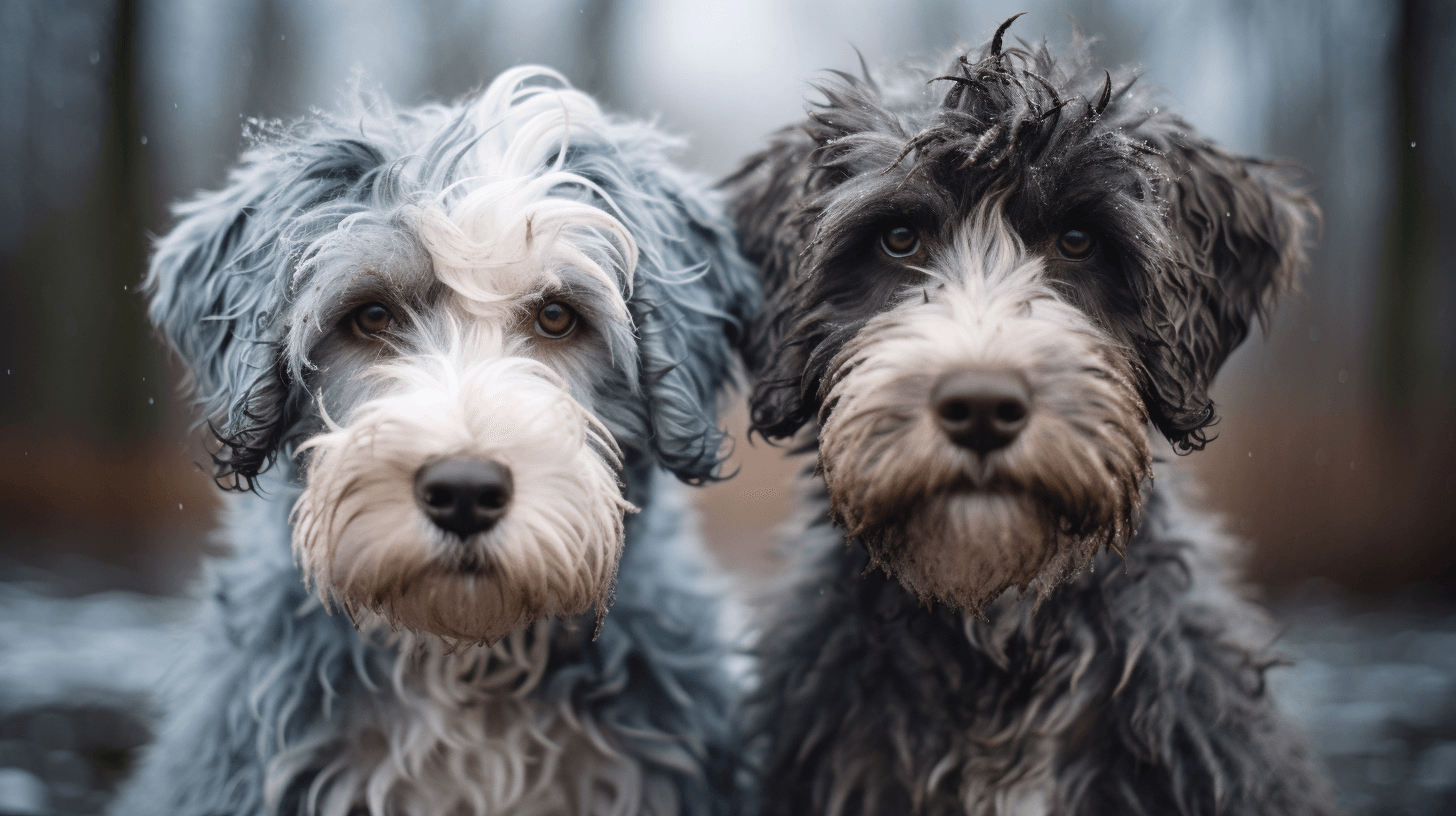 blue and black Merle Labradoodles