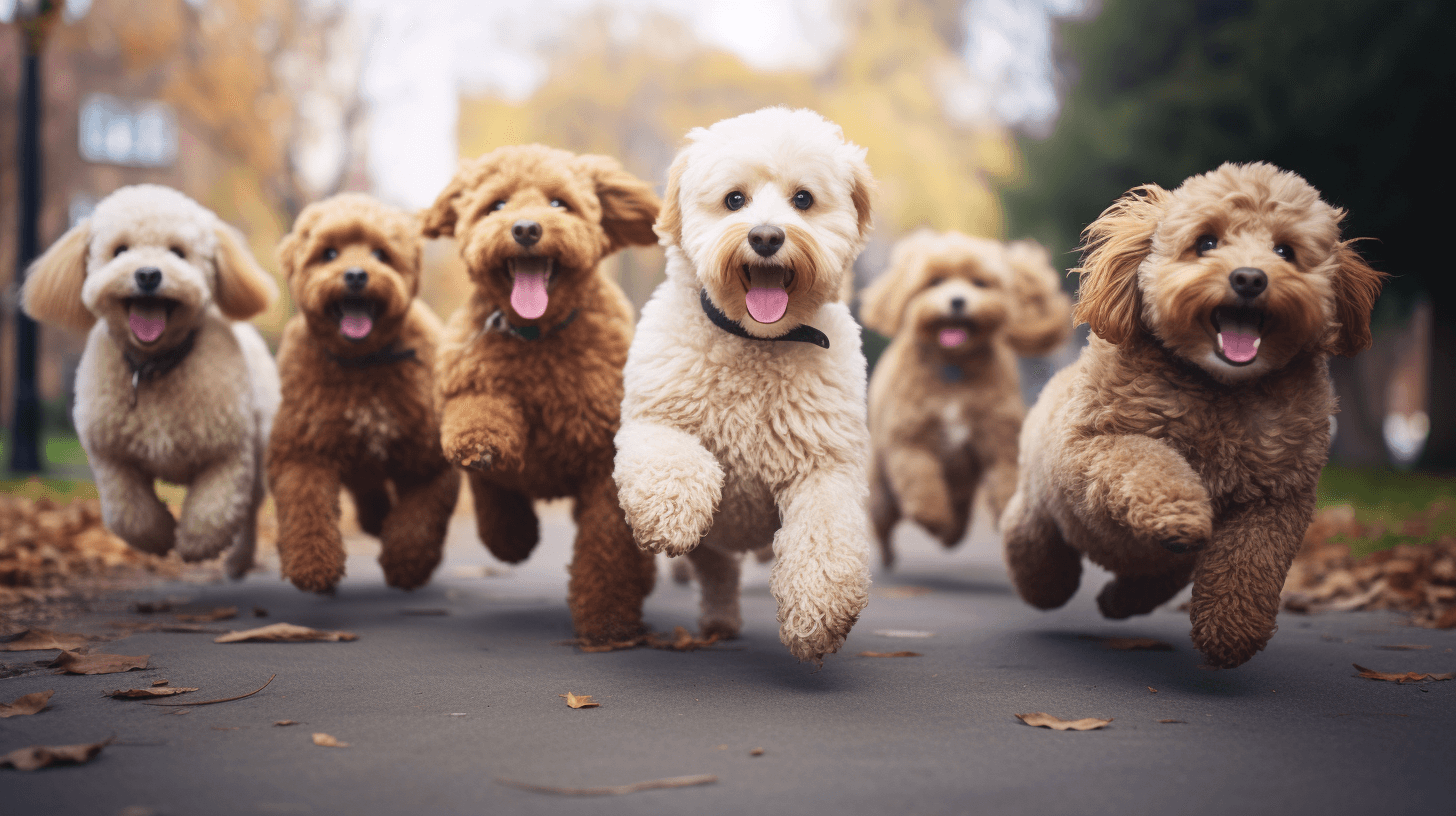 playful group of Mini Labradoodles