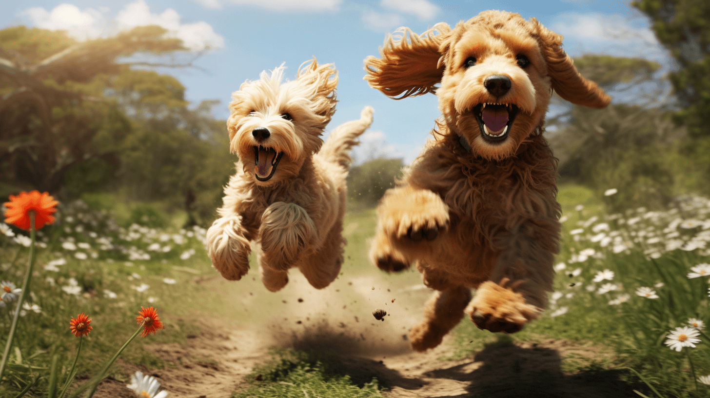 Mini Labradoodle and  Mini Goldendoodles with long and shaggy hair