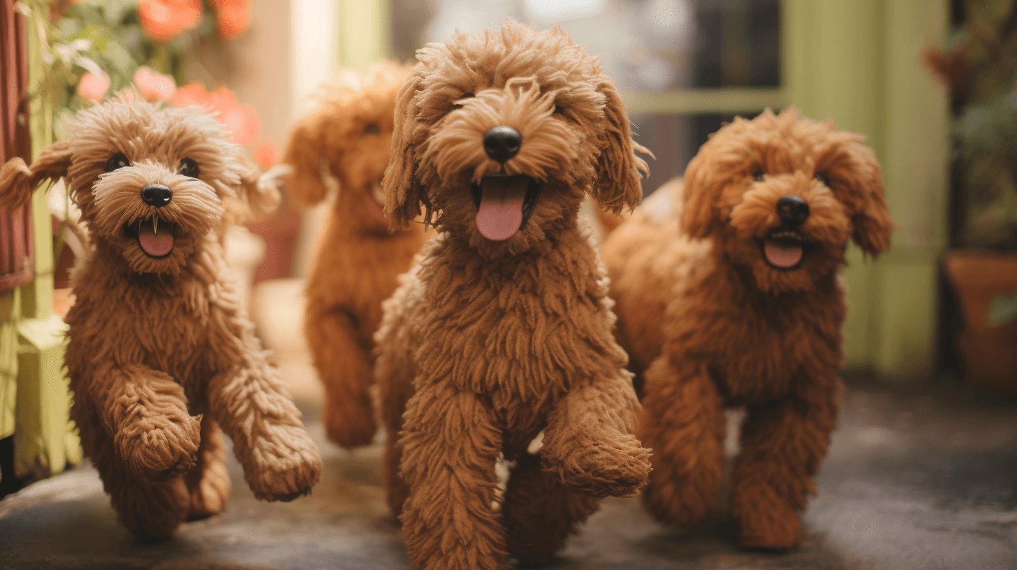 playful group of Toy Labradoodles