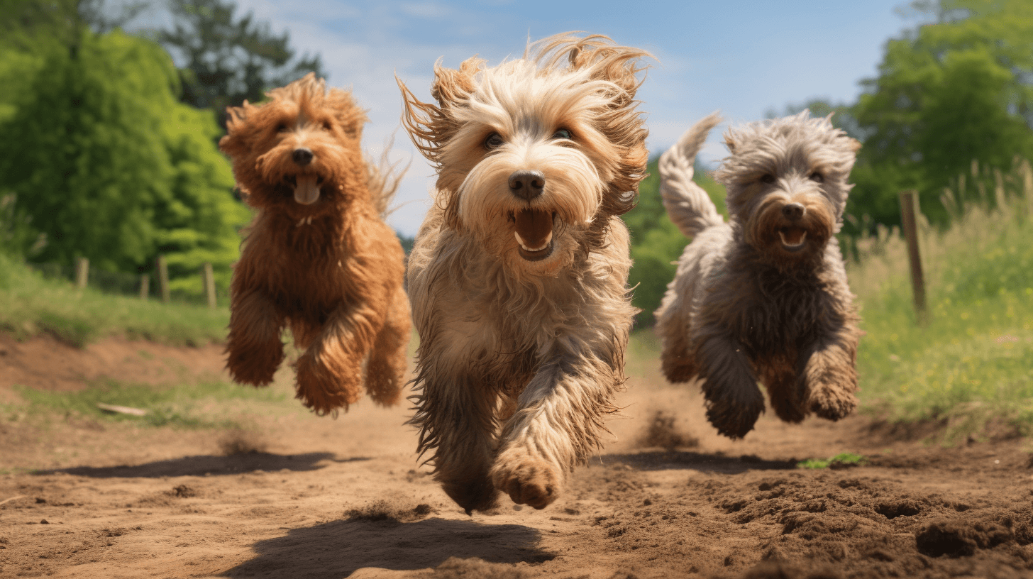 Australian Labradoodles with long and shaggy hair