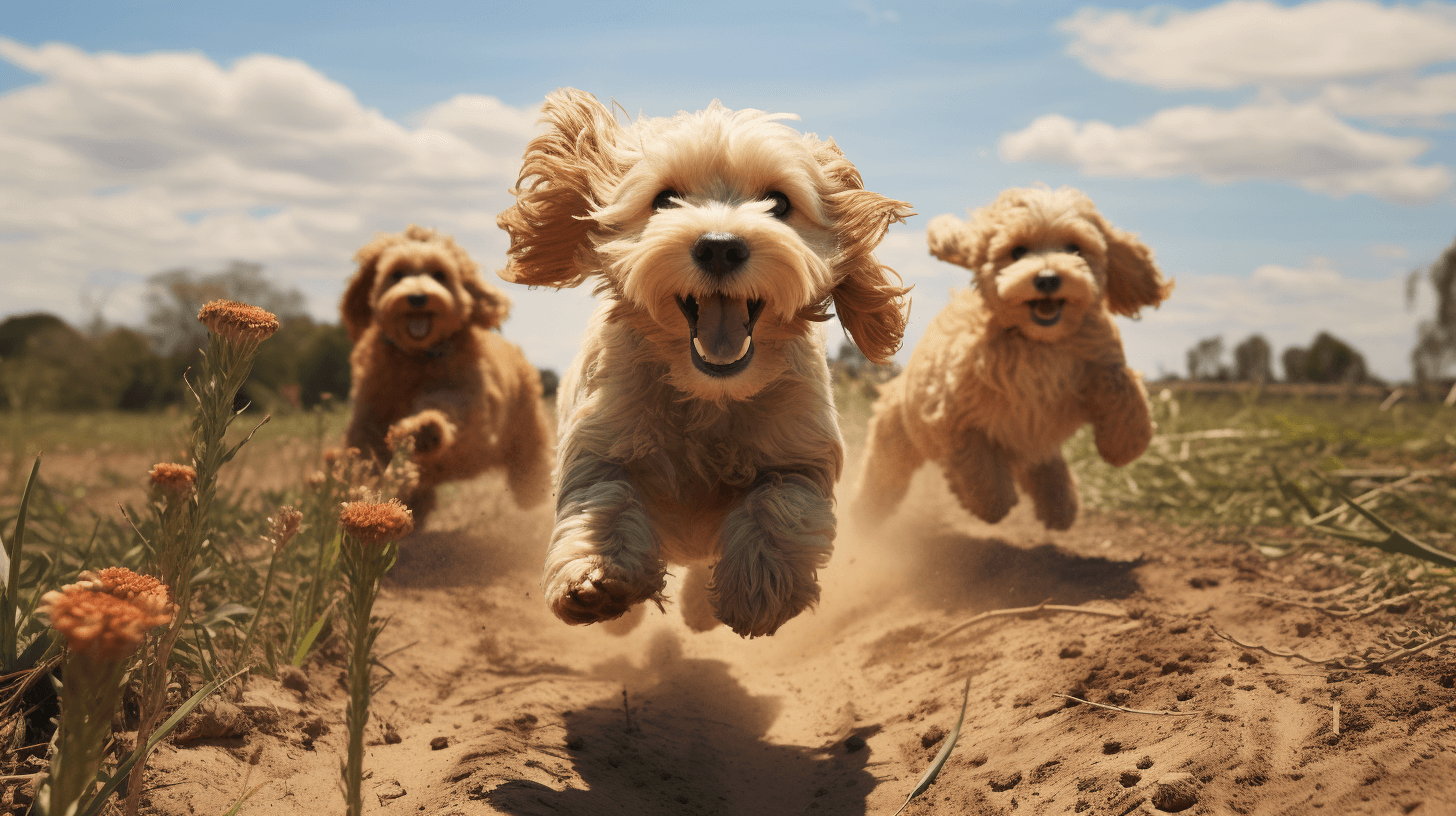 Mini Australian Labradoodles with long and shaggy hair