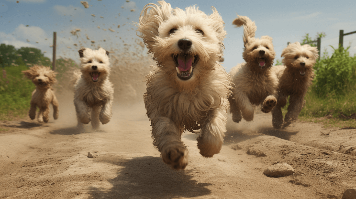 Shaved Labradoodles with long and shaggy hair