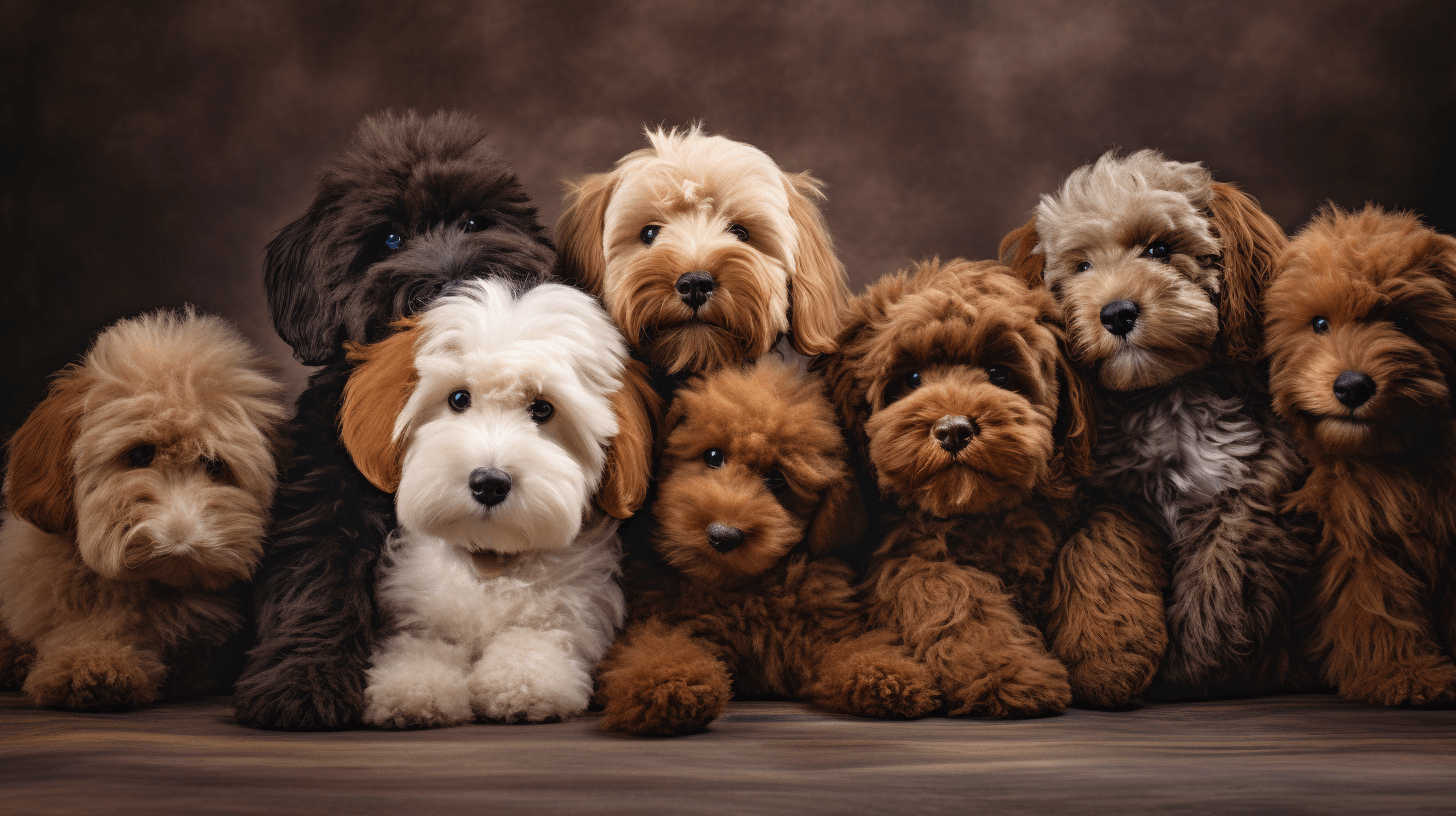 playful group of Teddy Bear Labradoodles