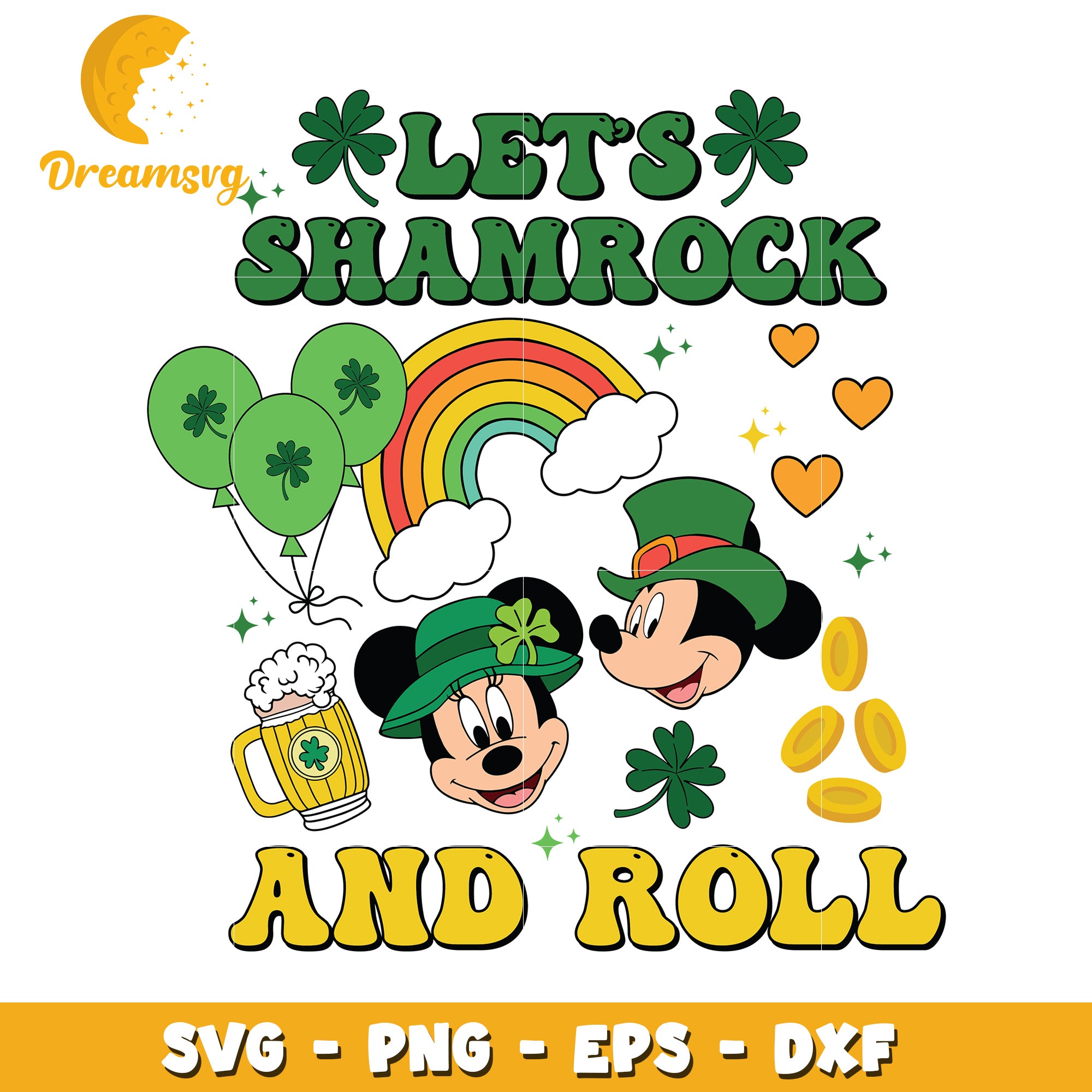 Lets Shamrock And Roll SVG Cut File