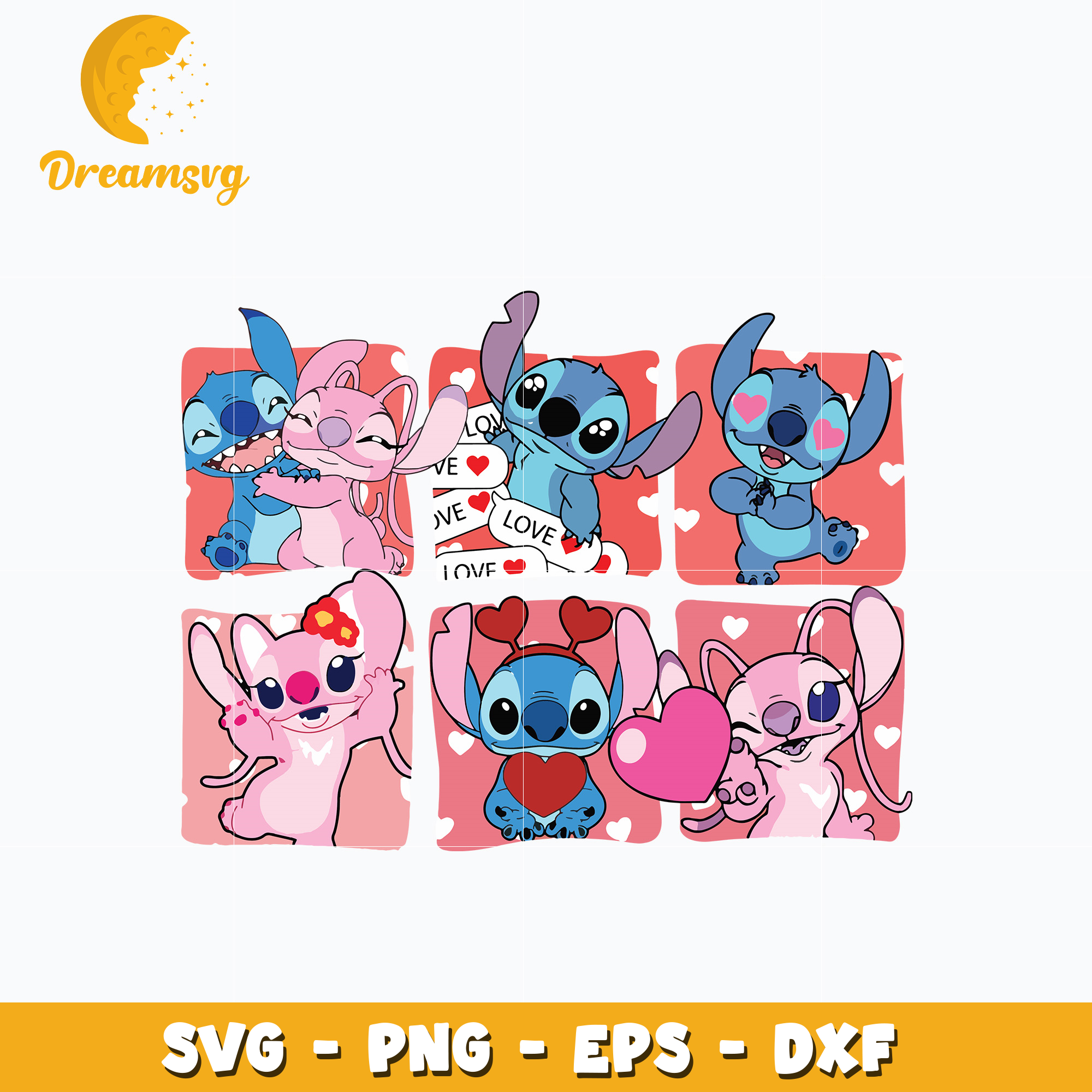 Buy Valentine's Day Stitch DXF, SVG, PNG Files Lilo & Stitch Stitch  Valentine's Couple Bundle Online in India 