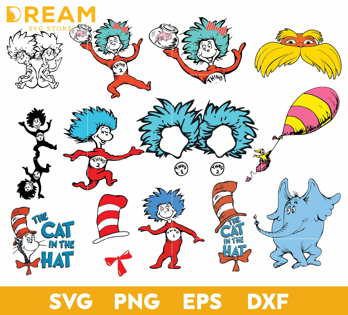 Dr seuss bundle svg, dr seuss svg, dr seuss quotes svg, png, dxf, eps ...